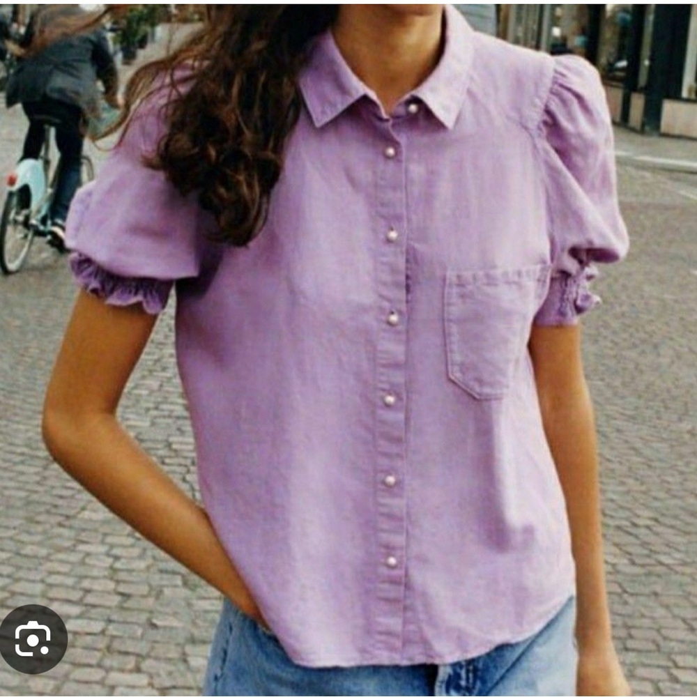 NWT Zara lilac purple linen top